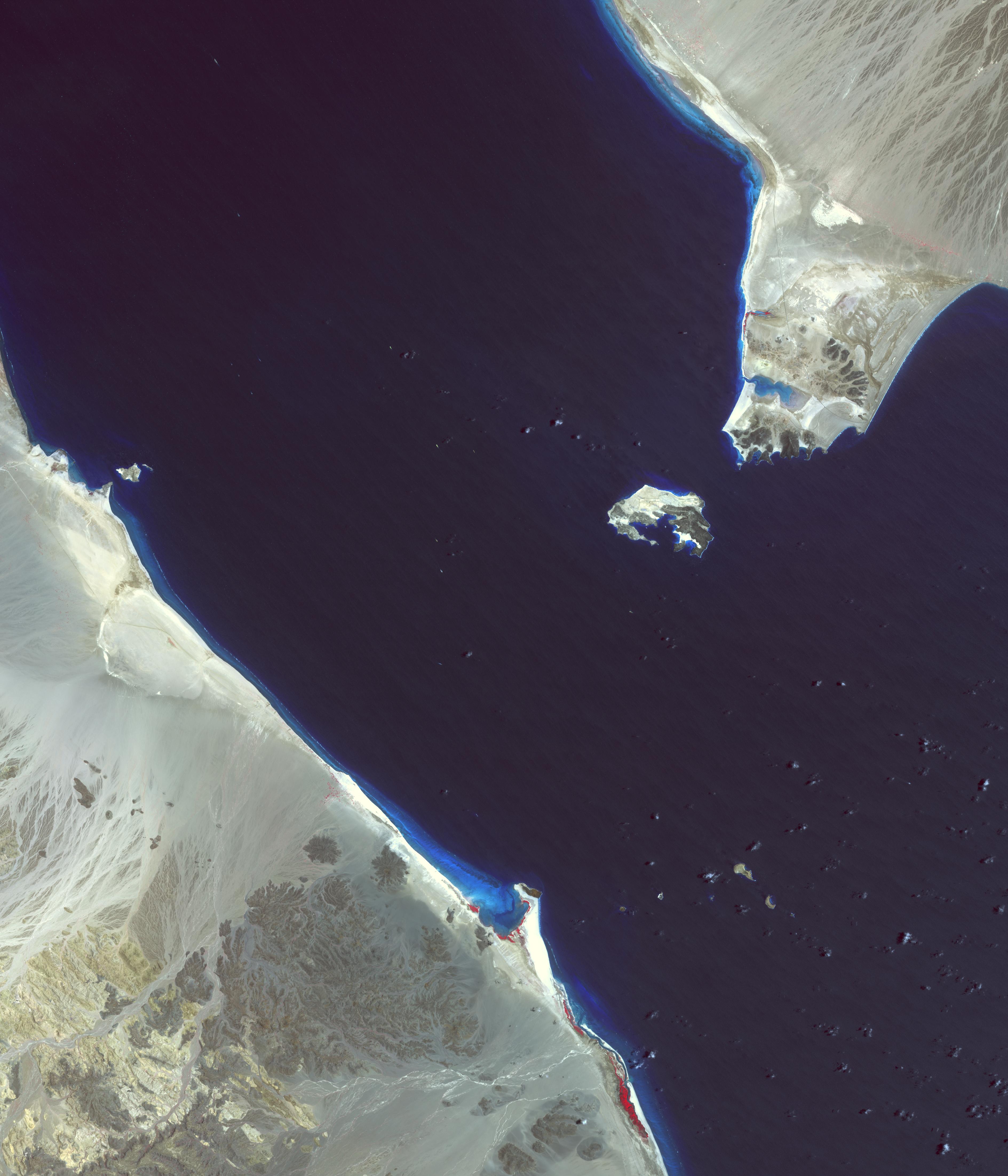 Satellite view of the Bab-el-Mandeb Strait